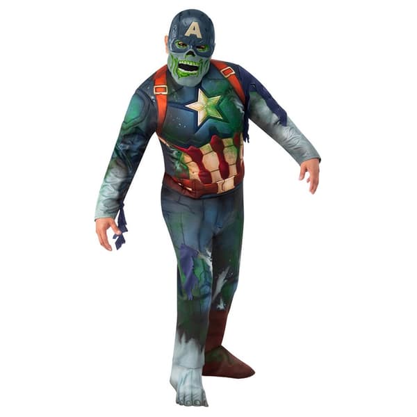 What If...? Unisex voksen Deluxe Captain America Zombie kostume Blue/Green/Red XL