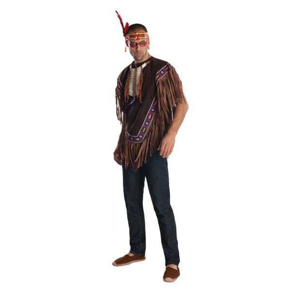 Bristol Novelty Poncho til mænd med indianer kostume Brown Standard