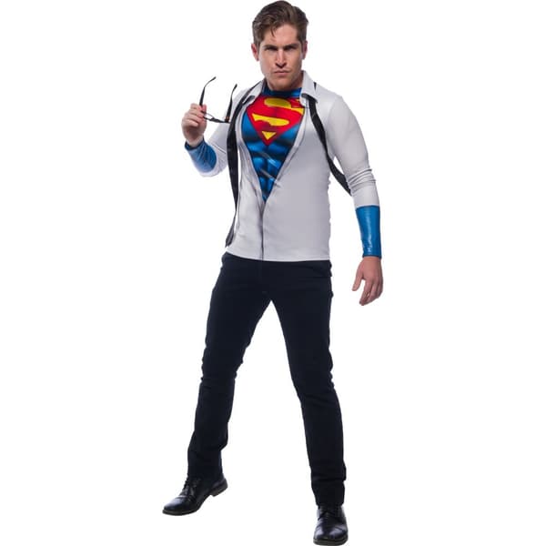 Superman Mens Realistic Costume Top Blue/Grey XL