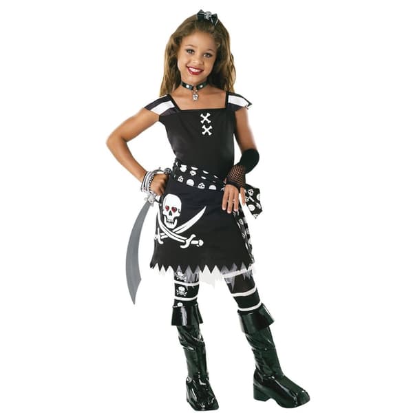 Bristol Novelty Flickor Scar- Låt Pirat Kostym Black/White S