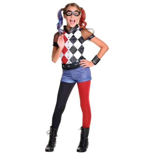 DC Super Hero Girls Childrens/Kids Deluxe Harley Quinn Costume Red/Black/White L