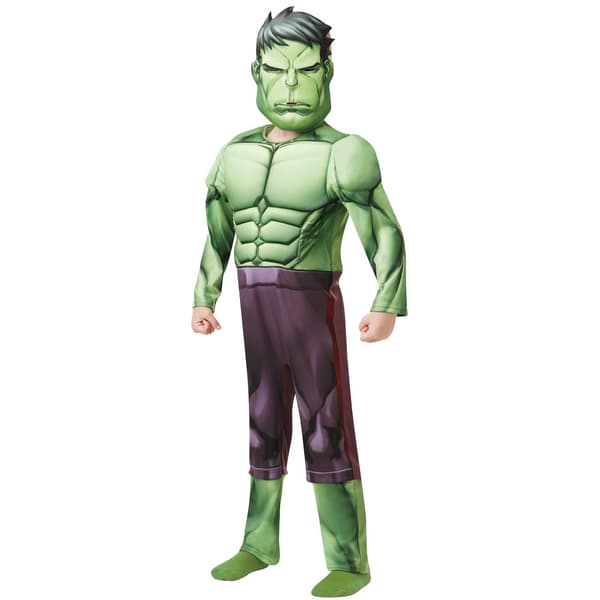 Hulk Childrens/Kids Deluxe Muscles Costume Green/Purple 7-8 Years