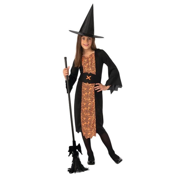 Bristol Novelty Girls Witch Costume Black/Orange 3-4 Years
