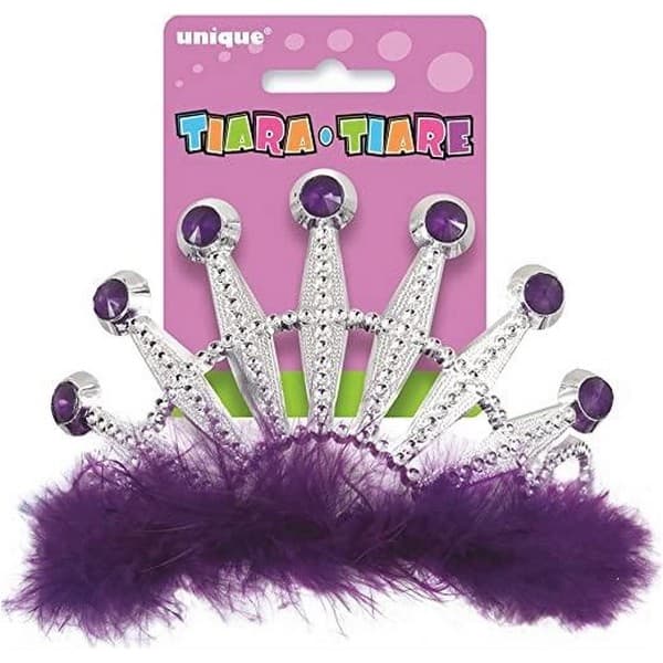 Unique Party Plastic Feather Tiara Purple/Silver One Size