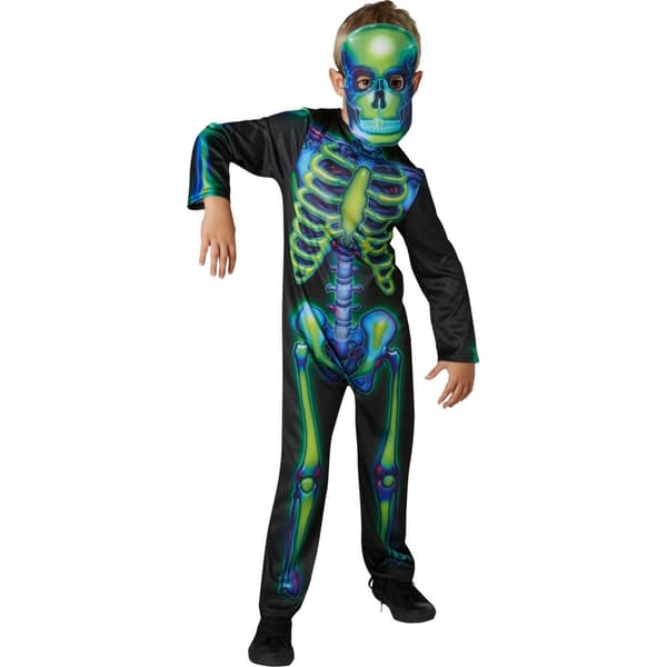Bristol Novelty Childrens/Kids Skeleton Neon Costume Black/Green/Blue 3-4 Years