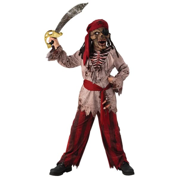 Bristol Novelty Boys Pirate Zombie Halloween Costume Brown/Red 3-4 Years