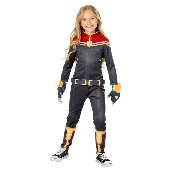 Captain Marvel Childrens/Kids Costume Navy Blue/Red/Gold 3-4 Years
