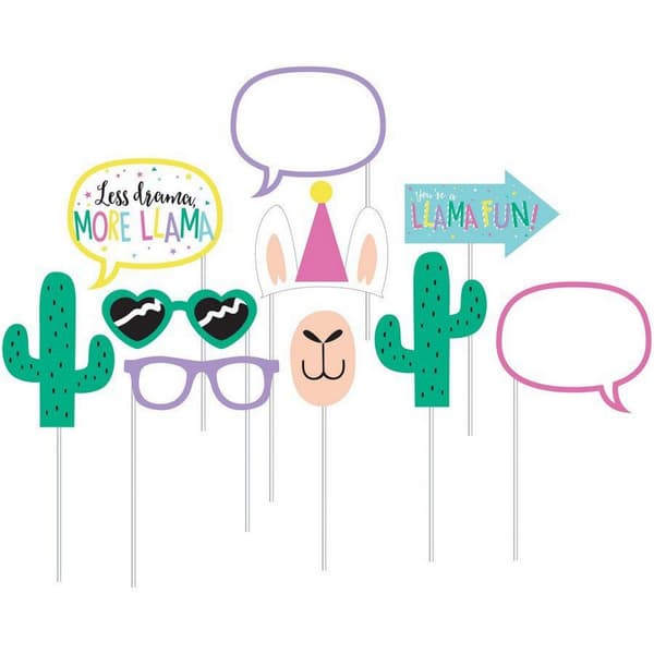 Creative Party Llama Photobooth Props (Pack of 10) Multicoloured One Size