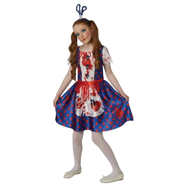 Bristol Novelty Girls Rag Doll Costume White/Red/Blue 9-10 Years