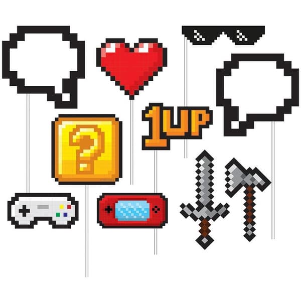 Creative Party Video Game Items Party Photobooth Props (Pack of 10) Multicoloured One Size