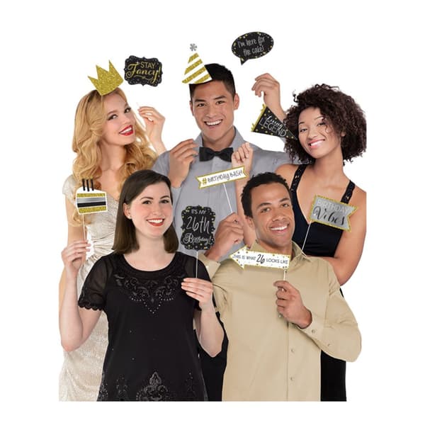Amscan Add-An-Age Sparkle Celebration Photobooth Props Set (Pack of 11) Multicoloured One Size