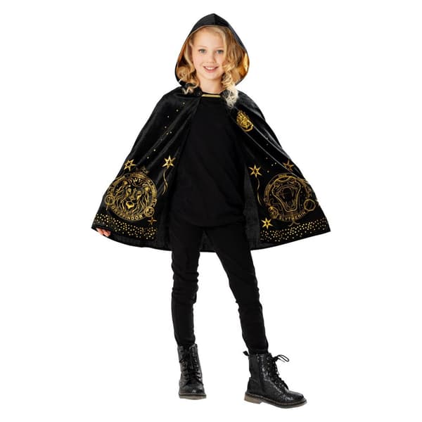 Harry Potter Barn/Kids Hogwarts Hus Cape Black/Gold 7-10 Years