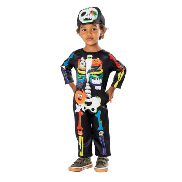 Bristol Novelty Childrens/Kids Rainbow Skeleton Costume Black 2-3 Years