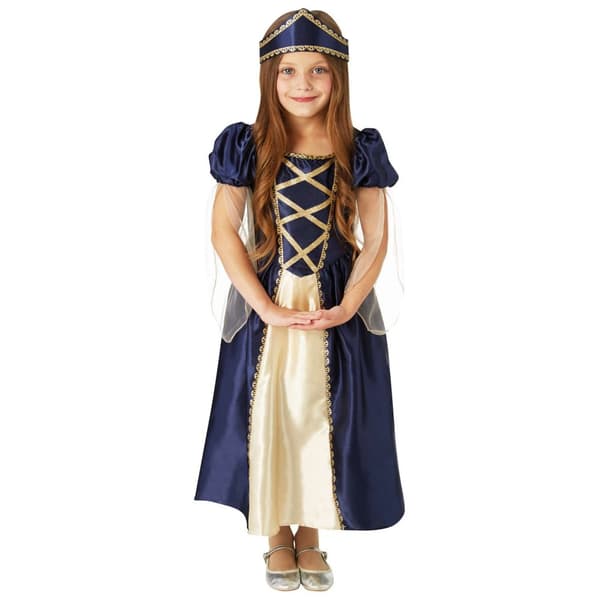 Bristol Novelty Childrens/Kids Renaissance Princess Costume Blue/Gold 7-8 Years