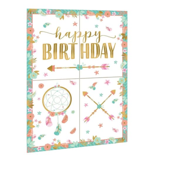 Amscan Paper Boho Happy Birthday Photobooth Props (Pack of 16) Multicoloured One Size