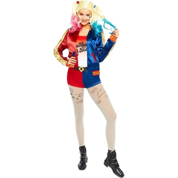 Harley Quinn Girls Daddy´s Lil Monster Costume Set Blue/Red 8-10 Years