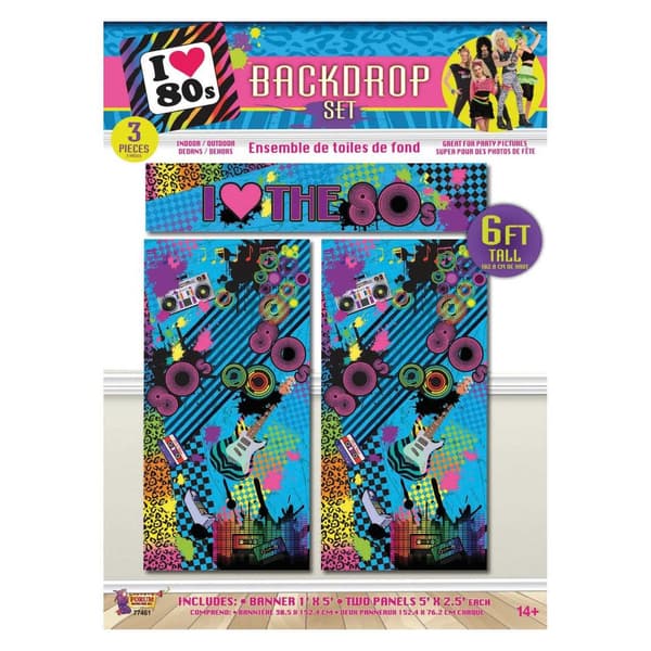 Bristol Novelty I Love The 80s Photo Backdrop (Pack of 3)