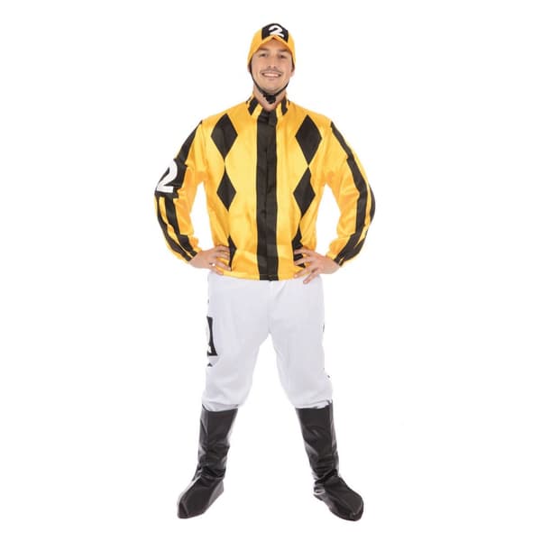 Bristol Novelty Jockey Costume Yellow/Black/White XL