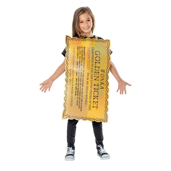 Willy Wonka & The Chocolate Factory Childrens/Kids Golden Ticket Tabard Gold/Black One Size