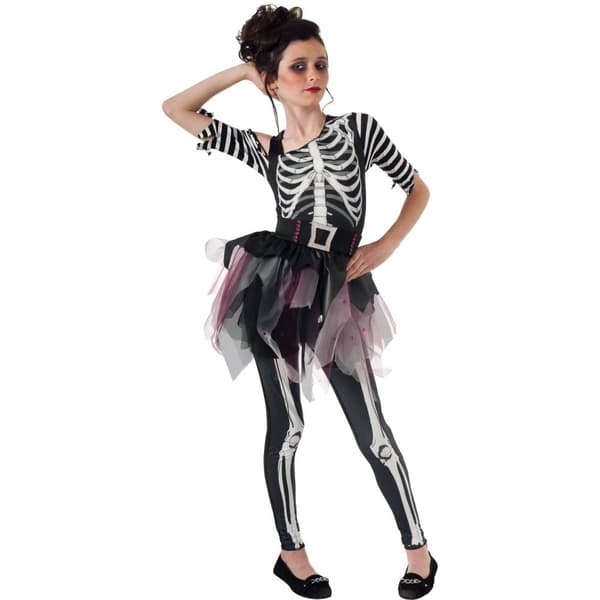 Bristol Novelty Girls Skelle Ballerina Costume Black/White S