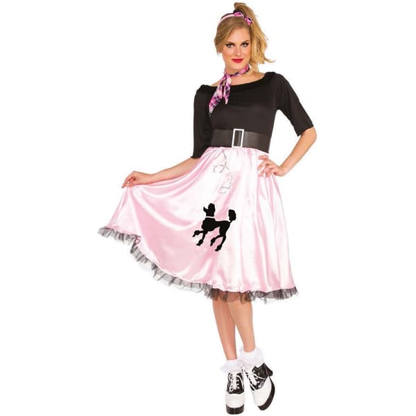 Bristol Novelty Womens/Ladies Sock Hop Sally Costume Black/Pink L