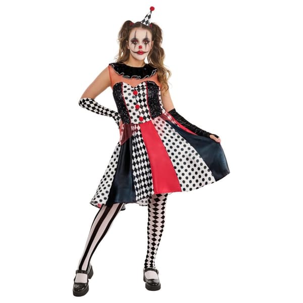 Bristol Novelty Womens/Ladies Clown Monochrome Costume White/Black/Red S