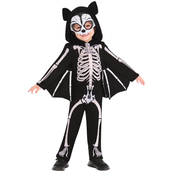 Bristol Novelty Childrens/Kids Skeleton Bat Costume Black/White 5-6 Years