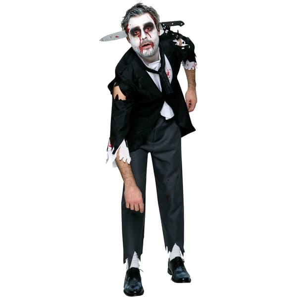 Bristol Novelty Mens Bloody Butler Costume Black/Grey/Red Standard
