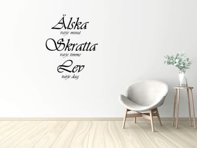 Väggdekor | Citat | Älska skratta & lev