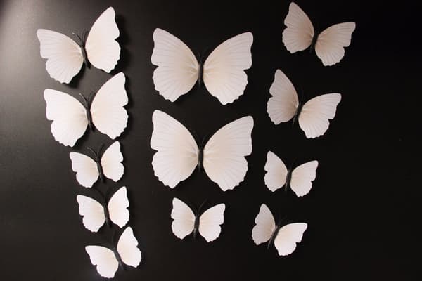 Väggdekoration 12-pack Fjärilar 3D Väggdekal Stickers Väggdekor (Vit)