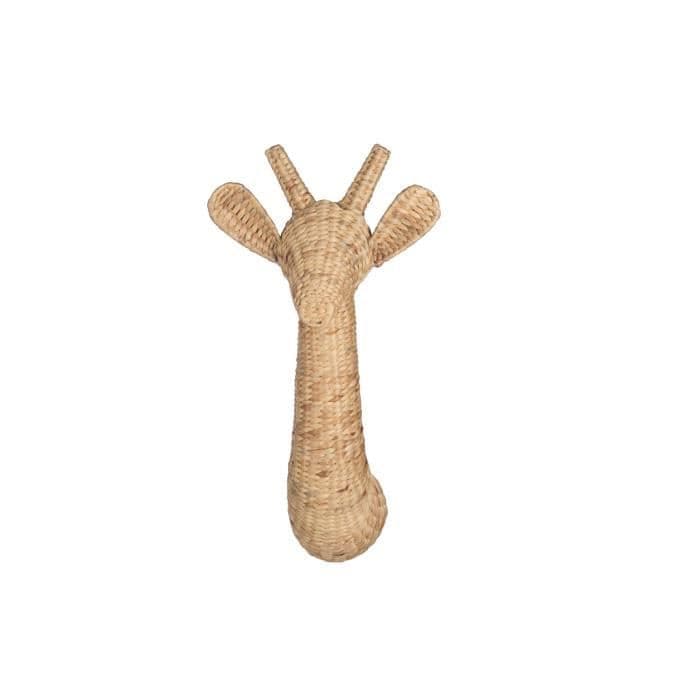 Giraffhoved i vandhyacint - 42 x 30 x 80 cm - Naturlig beige