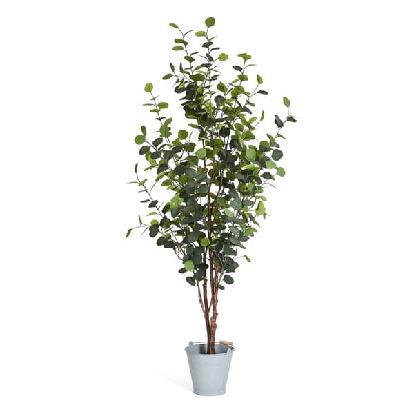 Kunstig Eucalyptus Silver Dollar Tree Plant i Plastik Blomsterpotte, H: 180 cm