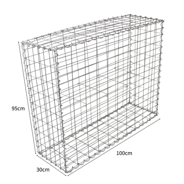 4 stk Gabioner | Gabionkorgar 95 cm (H) x 100 cm (B) x 30 cm (D) Gabion