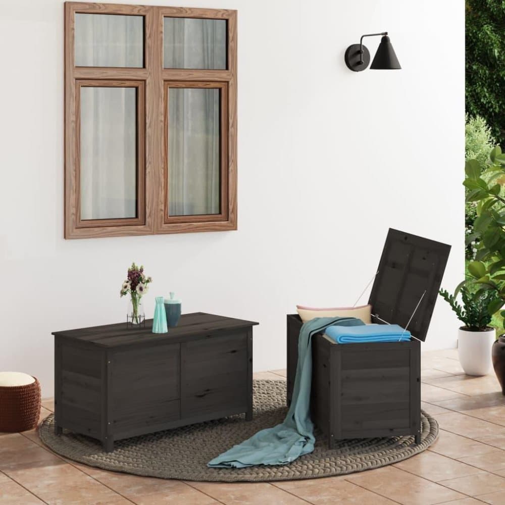 Dynbox för trädgården antracit 50x50x56 cm massivt granträ