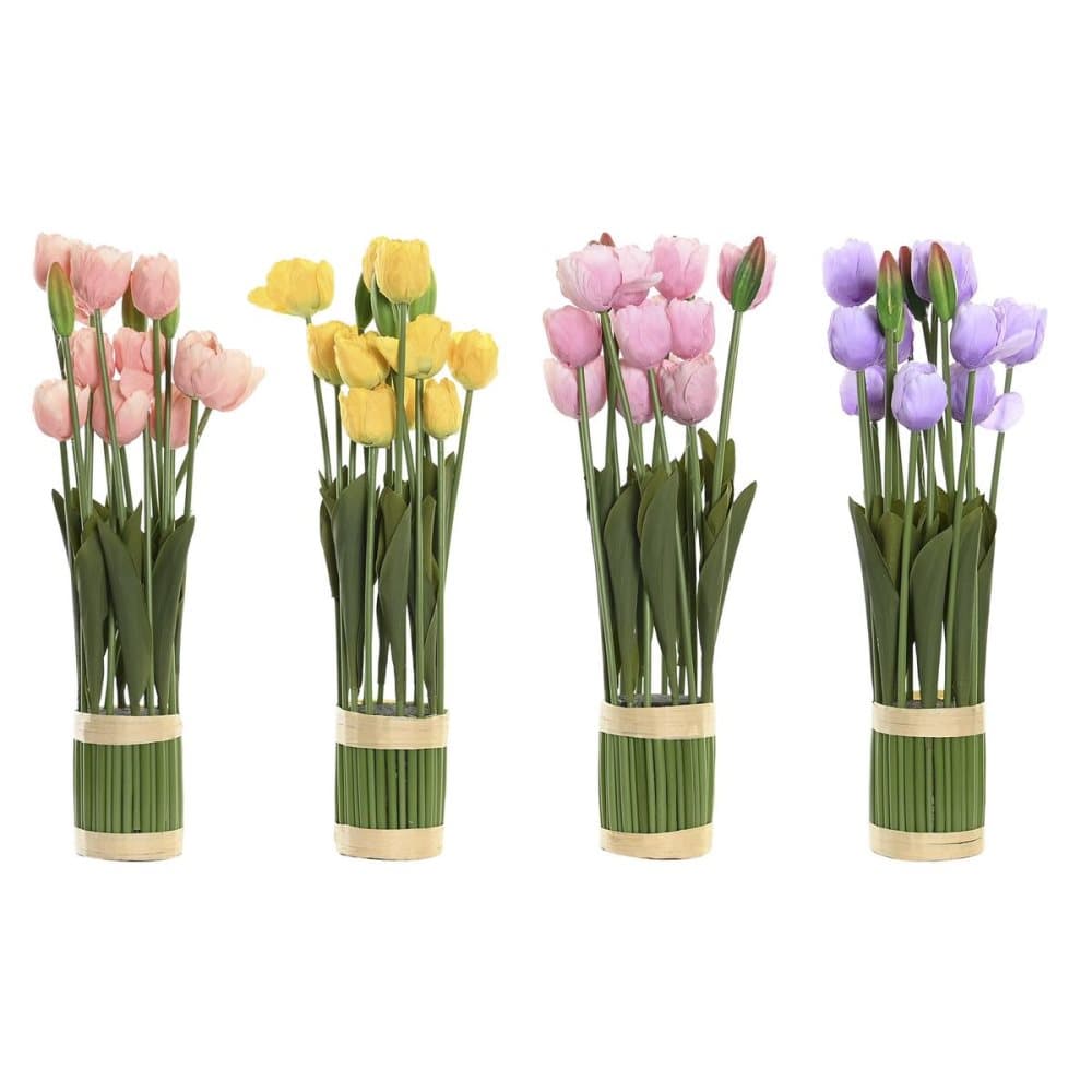 Bunt DKD Home Decor Järn PE Tulpan 4 antal (20 x 20 x 46 cm)