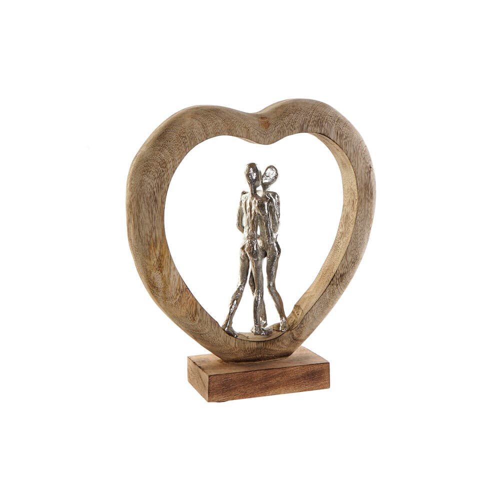 Prydnadsfigur DKD Home Decor Hjärta Aluminium Mangoträ (30 x 9 x 34 cm)