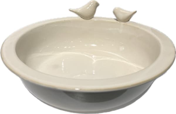 Fågelmatare Grön Keramik 24 cm Vit