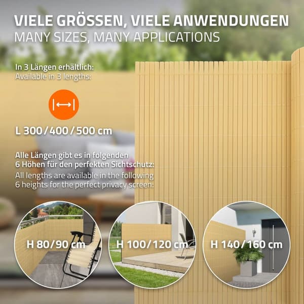 Insynsskyddsmatta 120x800 cm insynsskydd staket vindskydd balkongskärm PVC bambu UV-beständig