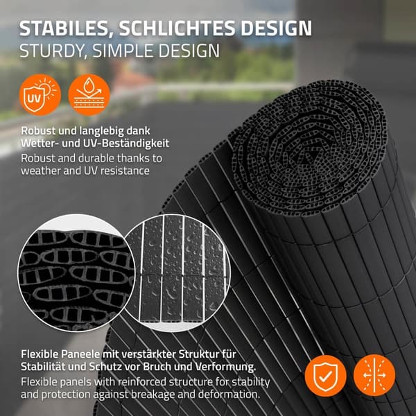 Privacy screen mat 80x600 cm privacy fence windbreak balcony screen PVC anthracite UV-resistant