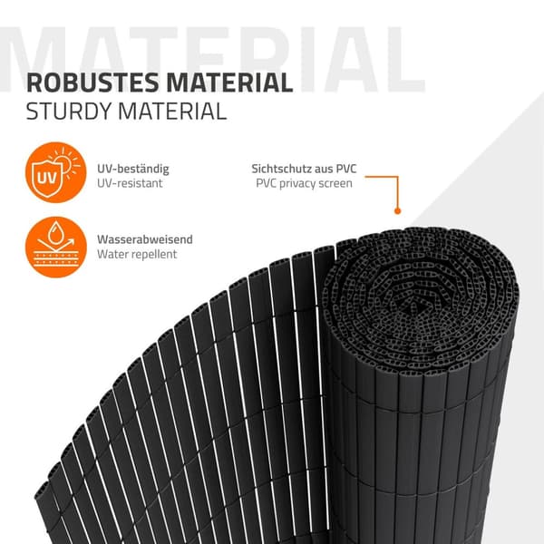 Privacy screen mat 80x600 cm privacy fence windbreak balcony screen PVC anthracite UV-resistant