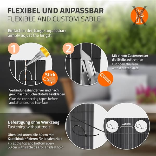 Yksityisyyden suoja matto 80x700 cm yksityisyyden suoja aita tuulensuoja parveke näyttö PVC antrasiitti UV-kestävä