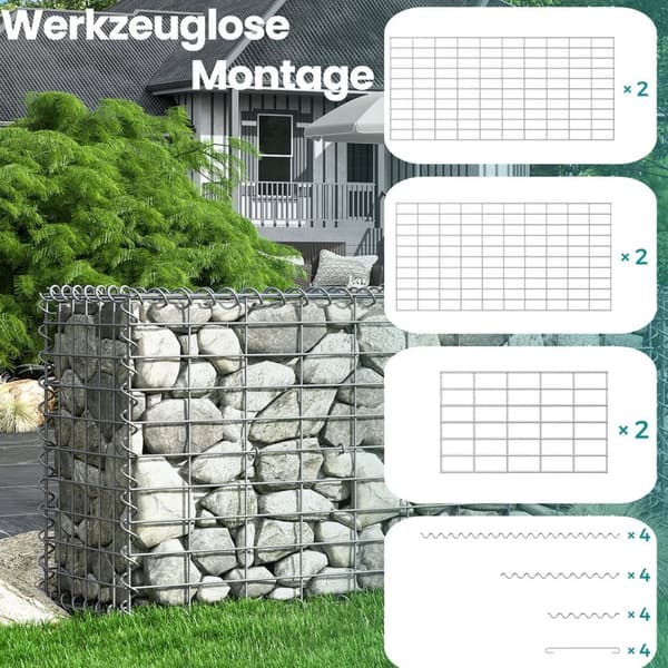 Gabion, SONGMICS GGB133, 100x30x30 cm, Sølv