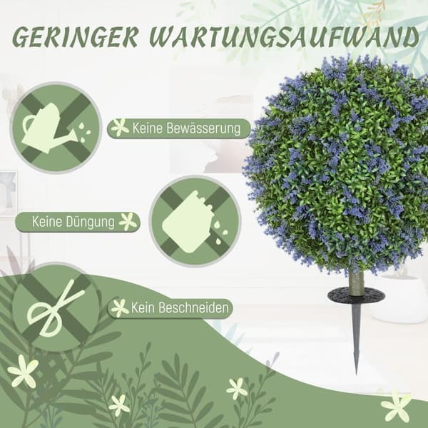 Konstgjord Lavendel Set, 2er-Set, 40x60 cm, Lila och Grön
