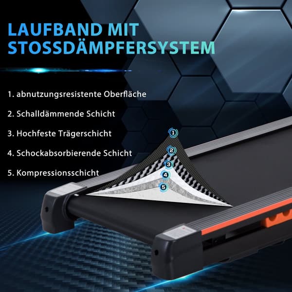 Elektrisk löpband, 105x56x108.5 cm, Svart