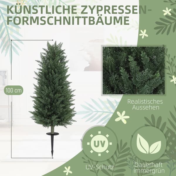 Konstgjord Cypress Set, 33x100 cm, Grön