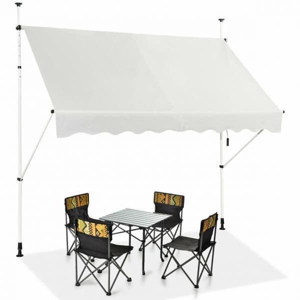 Udendørs terrasse markise, 250x120 cm, Beige/Hvid