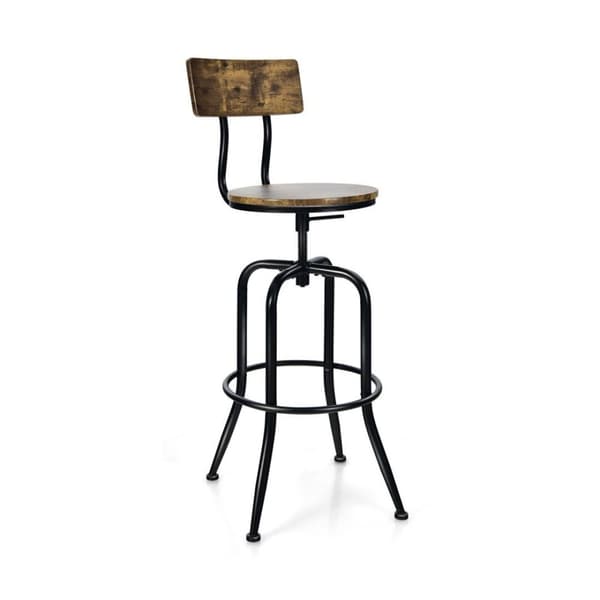 Køkken Spisestole, Sæt af 2 Justerbare Drejestole med Ergonomisk Ryglæn, 54x54x98.5 - 105.5 cm, Kaffe