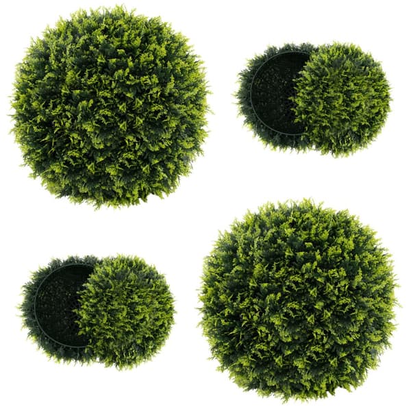 Kunstig Plante, 2 stk 45cm/55cm Cedertopiarykugle-M, 40x55 cm, Grøn