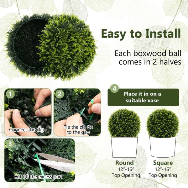 Kunstig Plante, 2 stk 45cm/55cm Cedertopiarykugle-M, 40x55 cm, Grøn