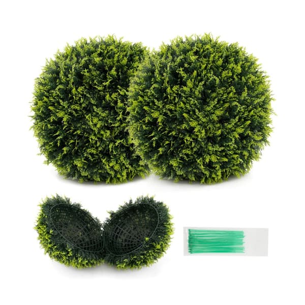 Kunstig Plante, 2 stk 45cm/55cm Cedertopiarykugle-M, 40x55 cm, Grøn